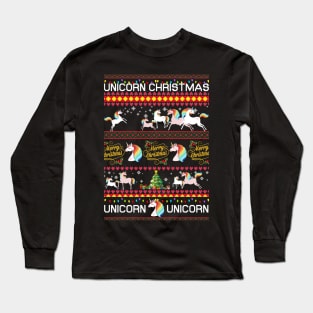 Unicorn Christmas T shirt Funny For Cat Lovers Long Sleeve T-Shirt